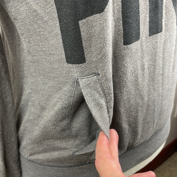 PINK 3/4 Zip Pullover Shirt SZ XS Love Pink on front Pockets Gray Black Letters - Picture 5 of 11